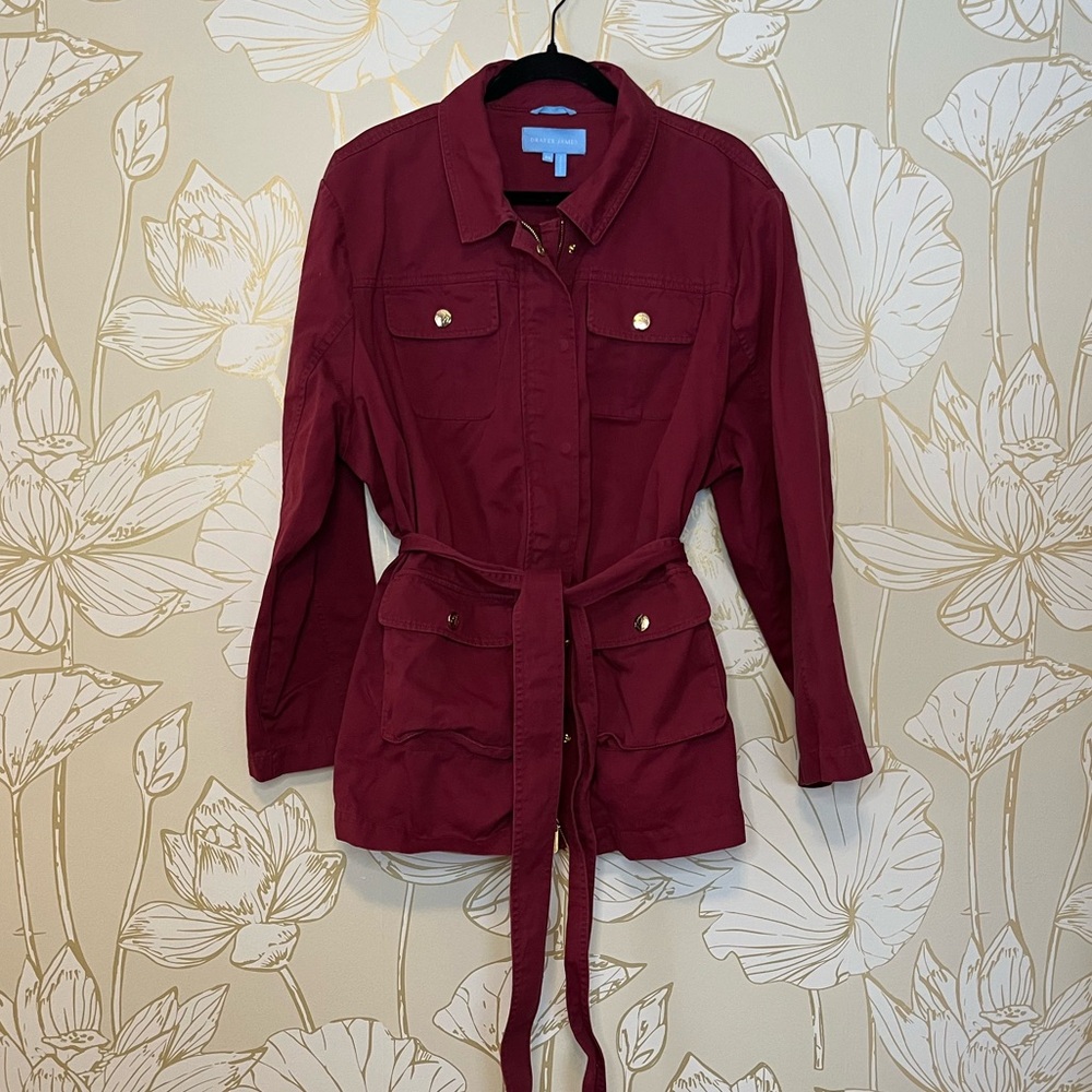 Draper James Burgundy Field/Utility Jacket - 100% Cotton - Size 3X